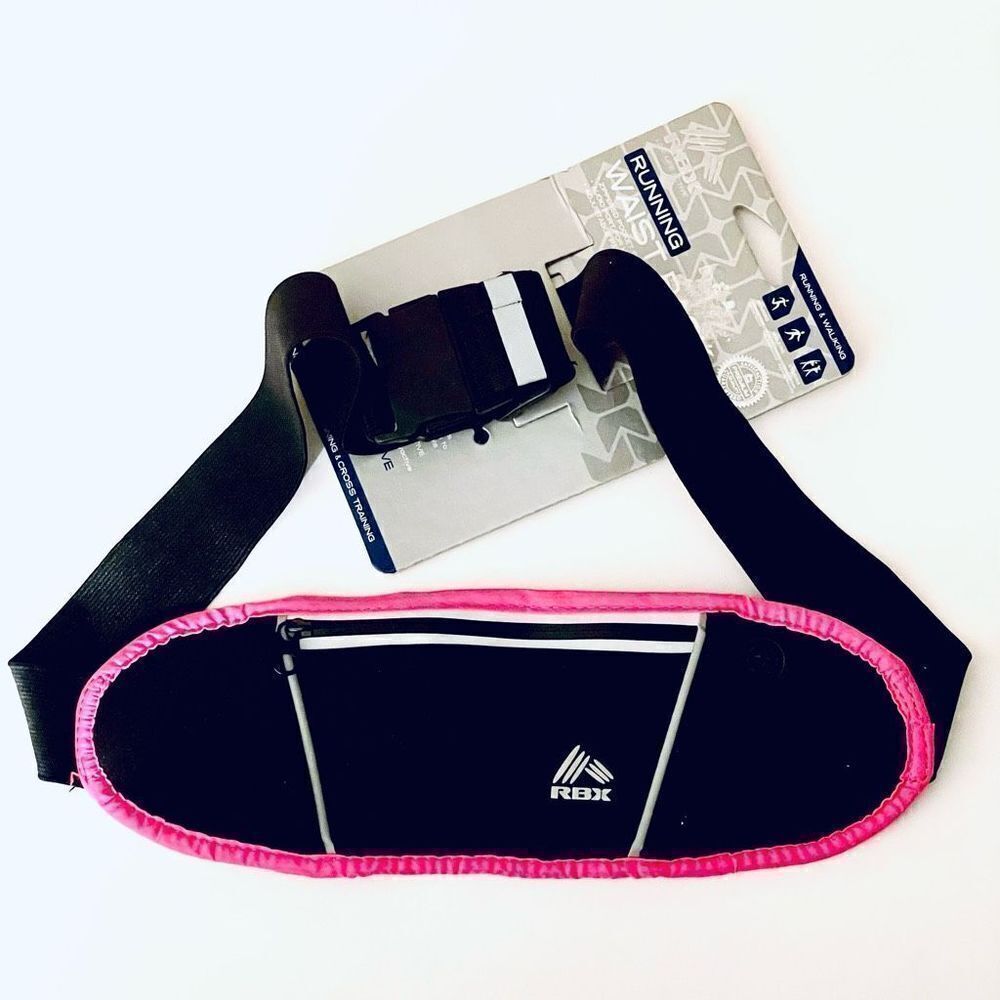 NWT RBX Black Hot Pink waist pack Fanny bag with Audio port for headphones cord